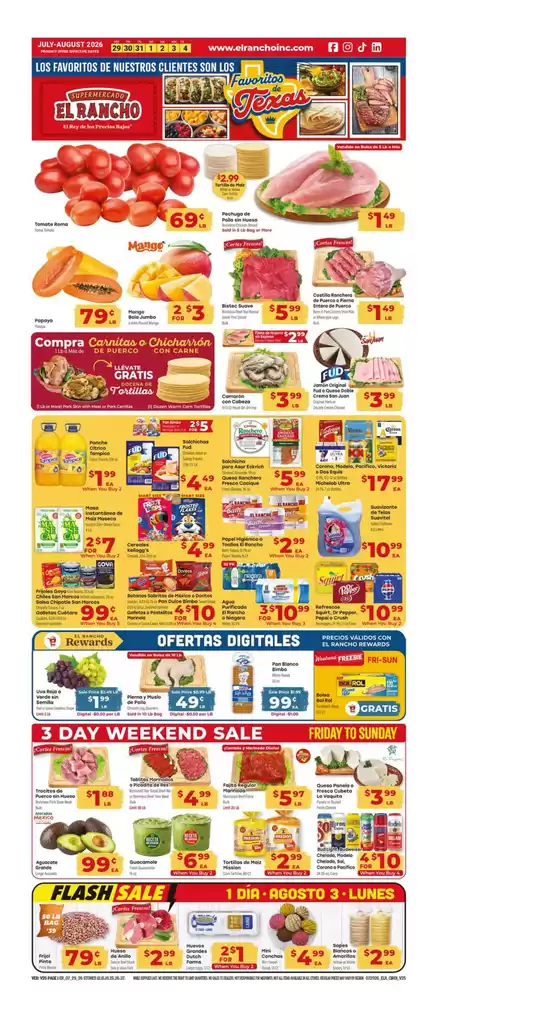 Supermercado El Rancho catalogue in Mesquite TX | Weekly Ad | 2026-07-29T00:00:00.000Z - 2026-08-04T00:00:00.000Z