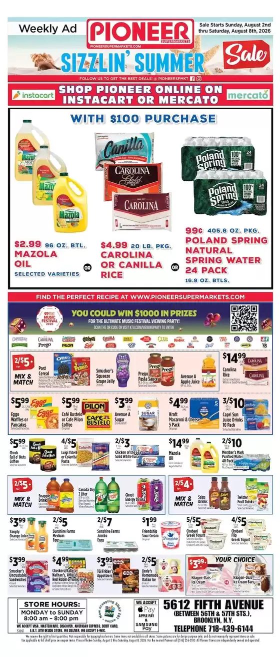 Pioneer Supermarkets catalogue in Bayonne NJ | Offers for bargain hunters | 2026-08-02T00:00:00.000Z - 2026-08-08T00:00:00.000Z