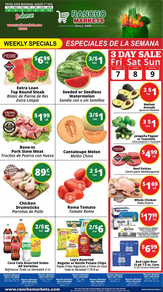 Rancho Markets catalogue | Rancho Markets weekly ad | 2026-08-04T00:00:00.000Z - 2026-08-10T00:00:00.000Z
