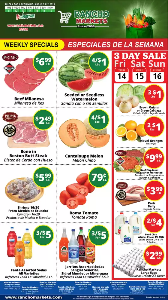Rancho Markets catalogue | Rancho Markets weekly ad | 2026-08-11T00:00:00.000Z - 2026-08-17T00:00:00.000Z