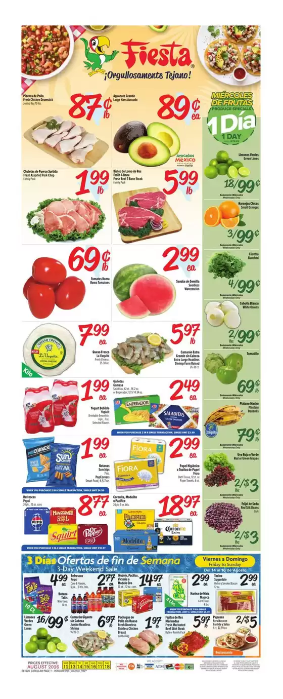 Fiesta Mart catalogue in Houston TX | Attractive special offers for everyone | 2026-08-12T00:00:00.000Z - 2026-08-18T00:00:00.000Z