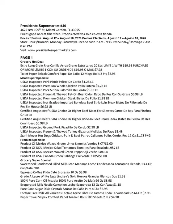 Presidente catalogue | Current deals and offers | 2026-08-12T00:00:00.000Z - 2026-08-18T00:00:00.000Z
