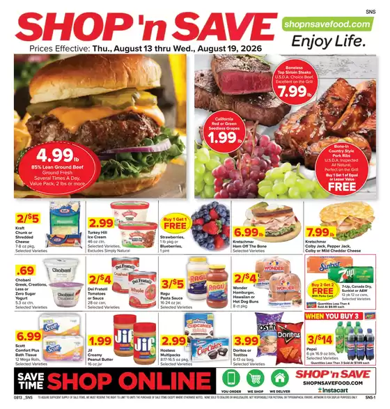 Shop 'n Save catalogue | Shop 'n Save Weekly ad | 2026-08-13T00:00:00.000Z - 2026-08-19T00:00:00.000Z