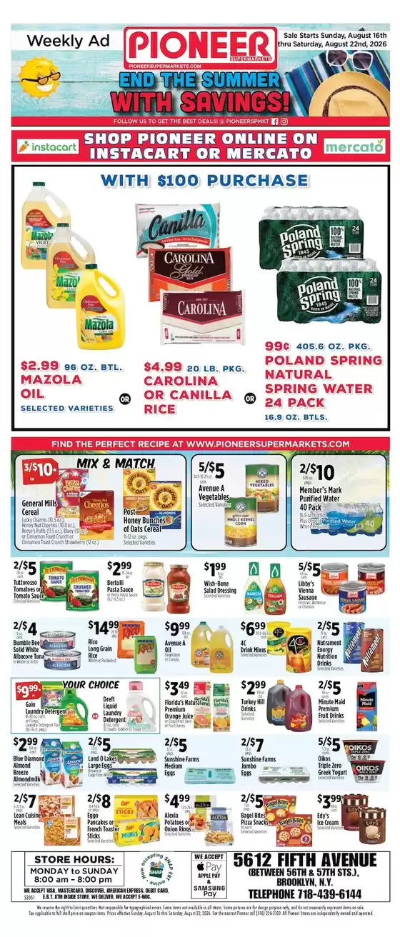 Pioneer Supermarkets catalogue | Exclusive deals for our customers | 2026-08-16T00:00:00.000Z - 2026-08-22T00:00:00.000Z