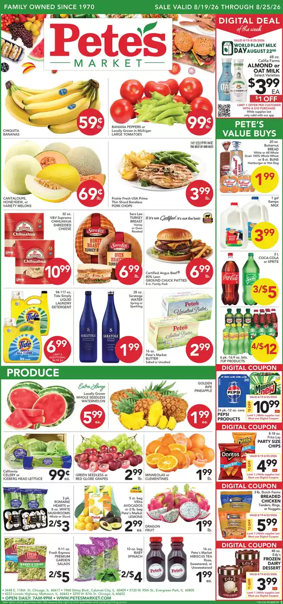 Pete's Fresh Market catalogue | Top deals and discounts | 2026-08-19T00:00:00.000Z - 2026-08-25T00:00:00.000Z