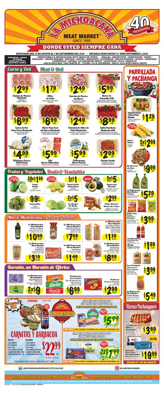 La Michoacana catalogue | Great offer for all customers | 2026-08-19T00:00:00.000Z - 2026-09-15T00:00:00.000Z