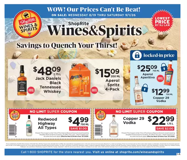 ShopRite catalogue in Watervliet NY | ShopRite Wine & Spirits - 8/19 | 2026-08-19T00:00:00.000Z - 2026-09-01T00:00:00.000Z