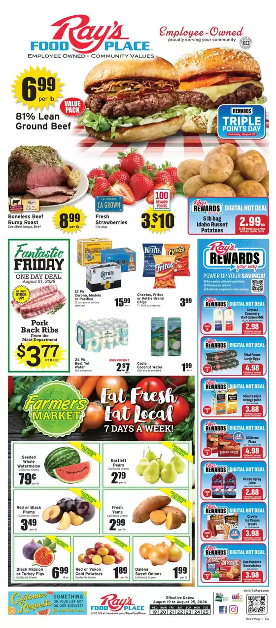 Ray's Food catalogue | Rays Food weekly ad | 2026-08-19T00:00:00.000Z - 2026-08-25T00:00:00.000Z