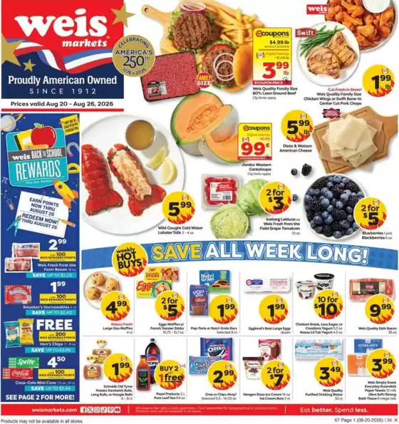 Weis Markets catalogue in Washington-DC | Discounts and promotions | 2026-08-20T00:00:00.000Z - 2026-08-26T00:00:00.000Z