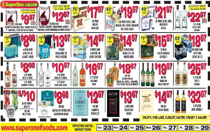 Super One Foods catalogue | Liquor Ad Savings | 2026-08-08T00:00:00.000Z - 2026-08-29T00:00:00.000Z