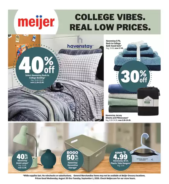Meijer catalogue | college vibes. real low prices. | 2026-08-26T00:00:00.000Z - 2026-09-01T00:00:00.000Z