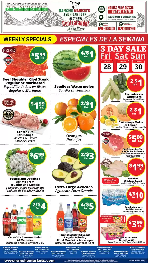 Rancho Markets catalogue | Rancho Markets weekly ad | 2026-08-25T00:00:00.000Z - 2026-08-31T00:00:00.000Z