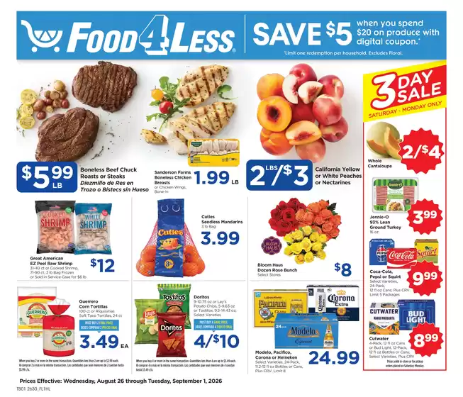Food 4 Less catalogue | Current bargains and offers | 2026-08-26T00:00:00.000Z - 2026-09-01T00:00:00.000Z