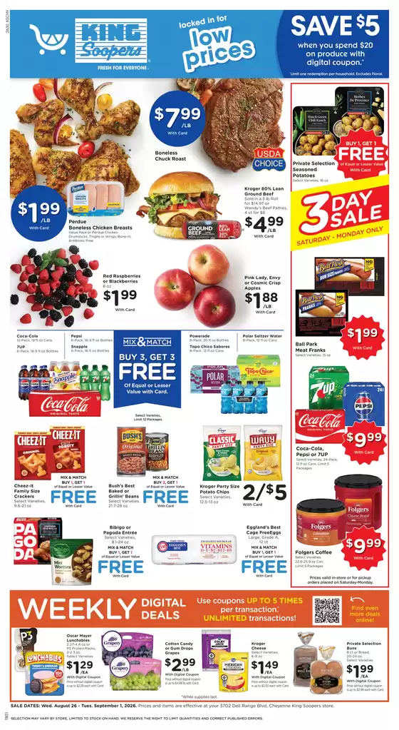 King Soopers catalogue | Great discounts on selected products | 2026-08-26T00:00:00.000Z - 2026-09-01T00:00:00.000Z