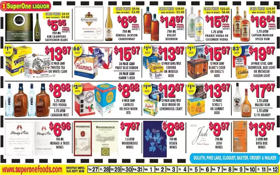 Super One Foods catalogue | Liquor Ad Savings | 2026-08-09T00:00:00.000Z - 2026-09-12T00:00:00.000Z