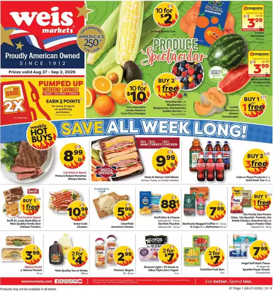 Weis Markets catalogue | Discounts and promotions | 2026-08-27T00:00:00.000Z - 2026-09-02T00:00:00.000Z