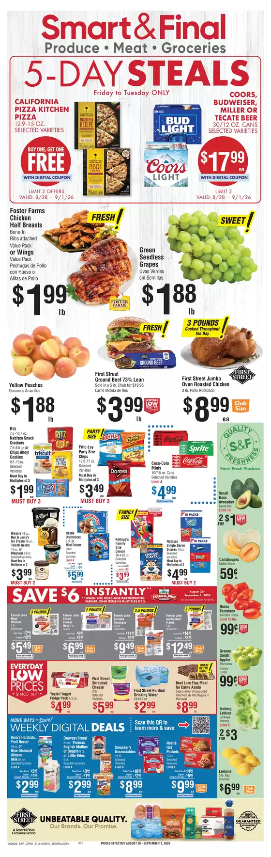 Smart & Final catalogue in Escalon CA | Discounts and promotions | 2026-08-28T00:00:00.000Z - 2026-09-01T00:00:00.000Z