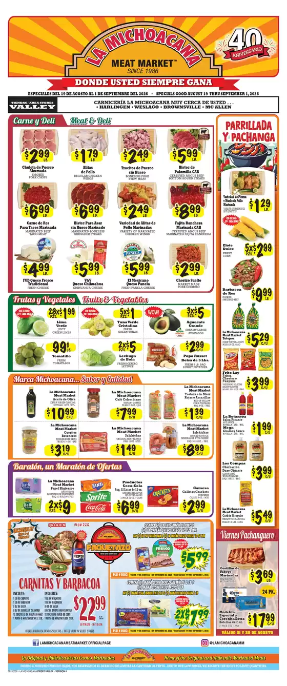 La Michoacana catalogue | Top deals for all customers | 2026-08-19T00:00:00.000Z - 2026-09-15T00:00:00.000Z
