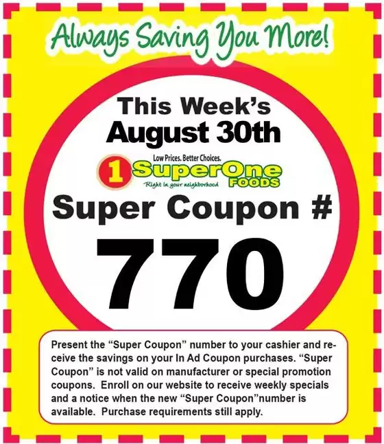 Super One Foods catalogue | Weekly Super Coupon Number | 2026-08-09T00:00:00.000Z - 2026-09-05T00:00:00.000Z