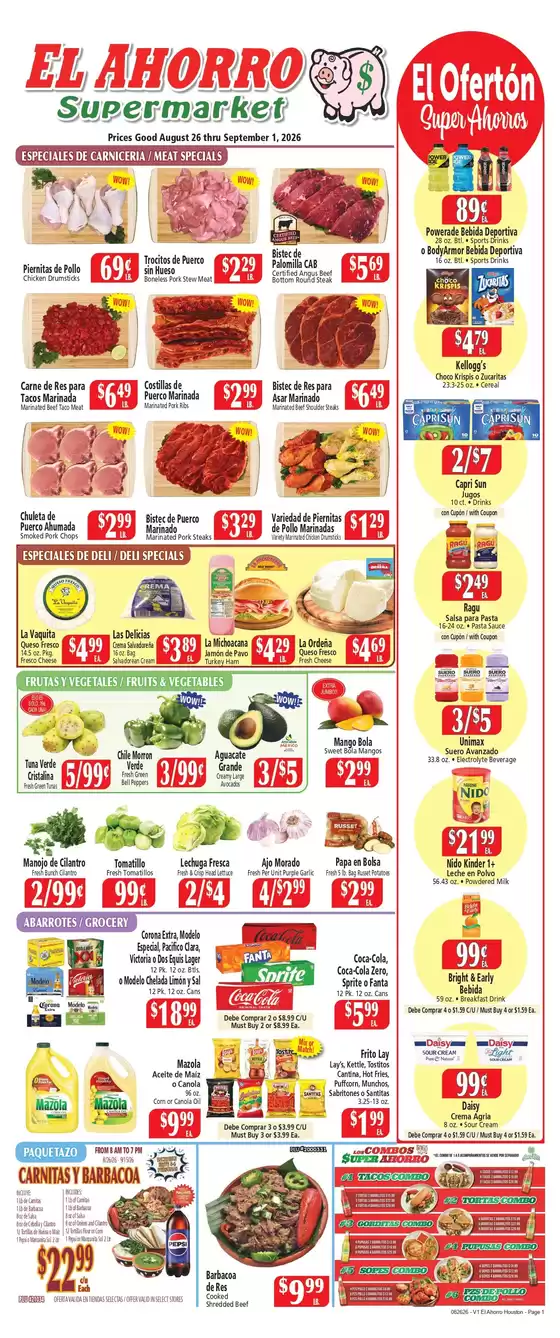 El Ahorro catalogue in Willis TX | EL AHORRO SUPERMARKET | 2026-08-26T00:00:00.000Z - 2026-09-01T00:00:00.000Z