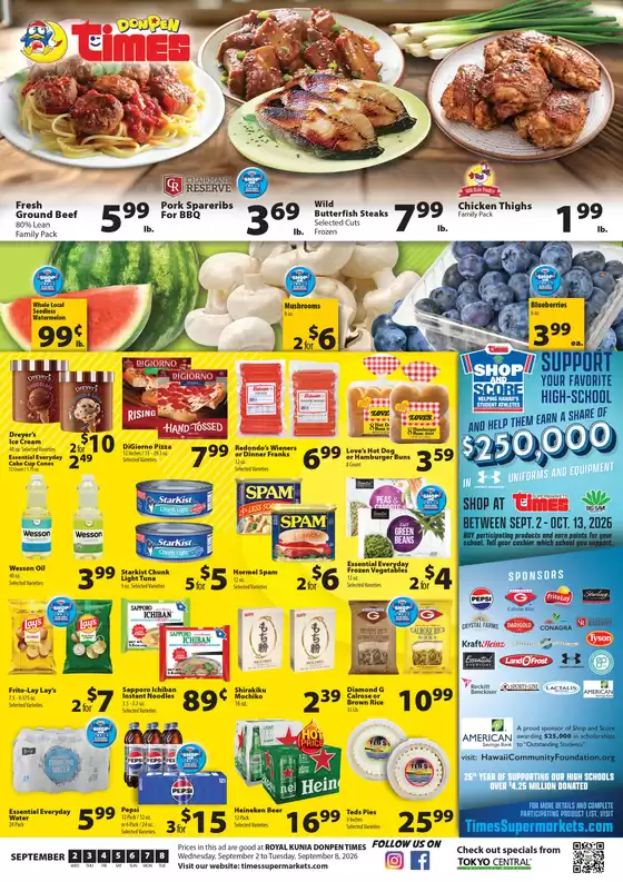 Times Supermarkets catalogue | DONPEN TIMES KUNIA AD - Sep 2, 2026 | 2026-09-02T00:00:00.000Z - 2026-09-08T00:00:00.000Z
