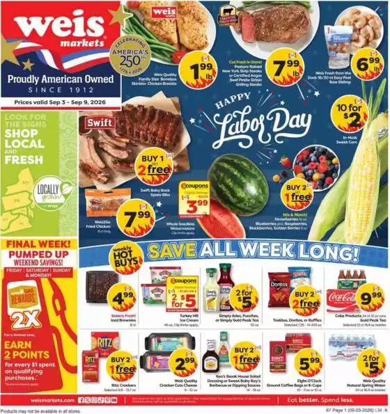 Weis Markets catalogue in Beverly NJ | Top deals for all customers | 2026-09-03T00:00:00.000Z - 2026-09-09T00:00:00.000Z