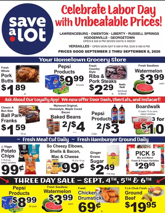 Save a Lot catalogue in Versailles KY | Current bargains and offers | 2026-09-02T00:00:00.000Z - 2026-09-08T00:00:00.000Z