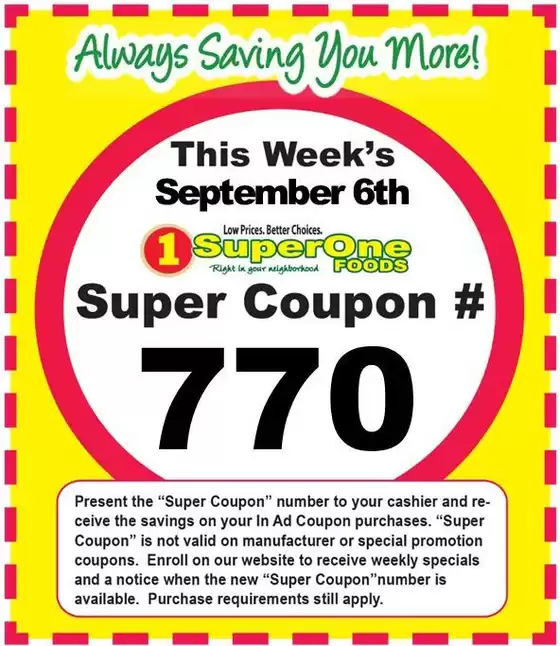 Super One Foods catalogue | Weekly Super Coupon Number | 2026-09-09T00:00:00.000Z - 2026-09-12T00:00:00.000Z