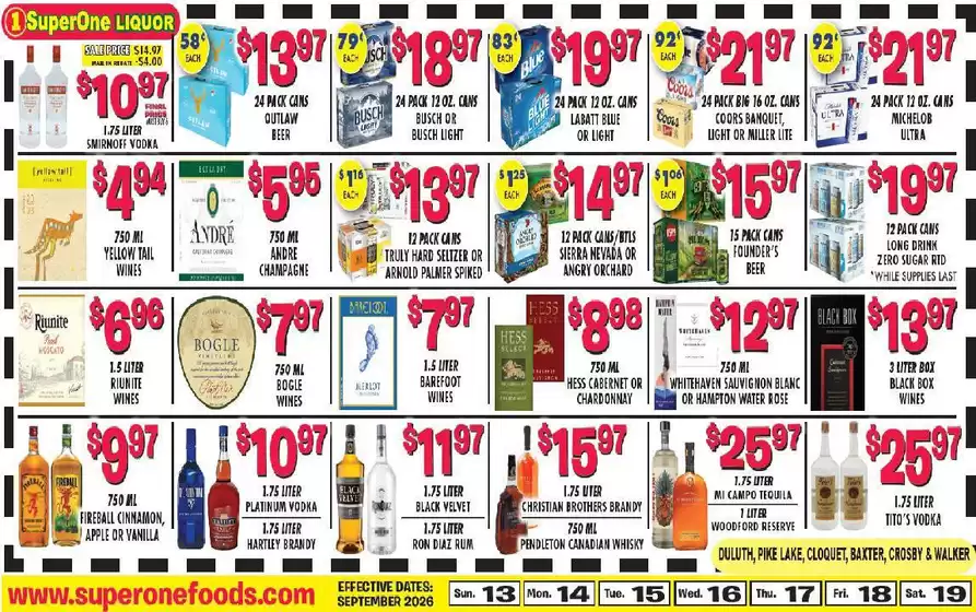 Super One Foods catalogue | Liquor Ad Savings | 2026-09-09T00:00:00.000Z - 2026-09-19T00:00:00.000Z