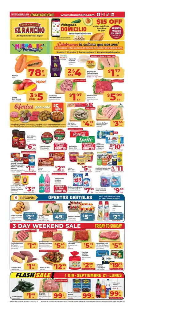 Supermercado El Rancho catalogue in Coppell TX | Weekly Ad | 2026-09-16T00:00:00.000Z - 2026-09-22T00:00:00.000Z