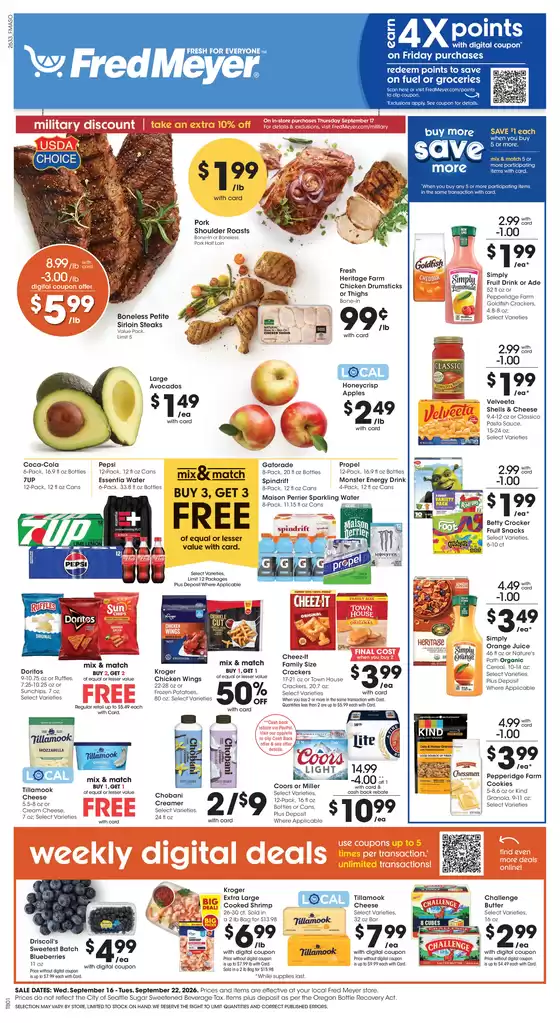Fred Meyer catalogue | Attractive special offers for everyone | 2026-09-16T00:00:00.000Z - 2026-09-22T00:00:00.000Z