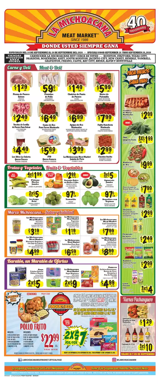 La Michoacana catalogue | Top deals and discounts | 2026-09-16T00:00:00.000Z - 2026-09-29T00:00:00.000Z