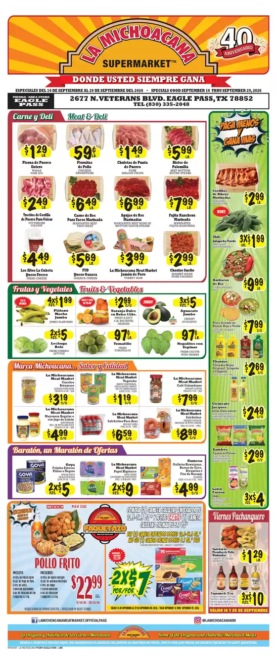 La Michoacana catalogue | Exclusive deals and bargains | 2026-09-16T00:00:00.000Z - 2026-09-29T00:00:00.000Z