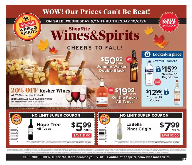 ShopRite catalogue in Staten Island NY | ShopRite Wine & Spirits - 9/16 | 2026-09-16T00:00:00.000Z - 2026-10-06T00:00:00.000Z
