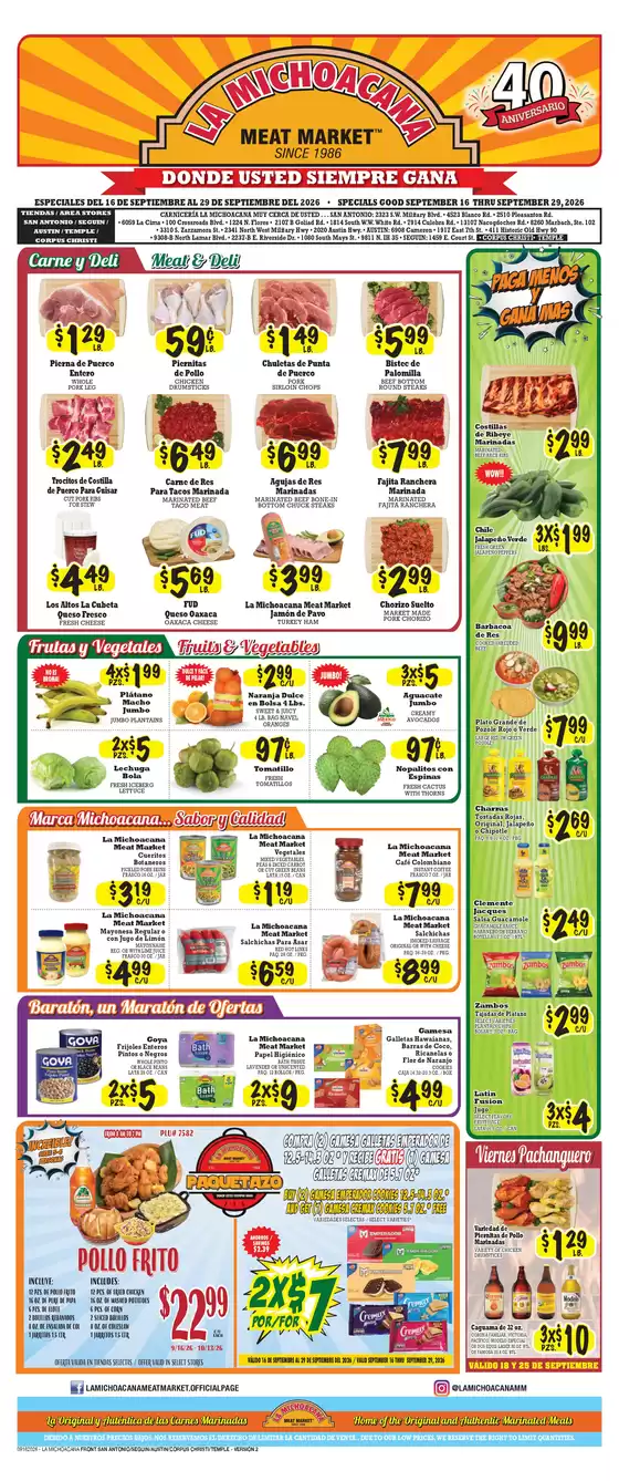 La Michoacana catalogue | La Michoacana Weekly ad | 2026-09-16T00:00:00.000Z - 2026-09-29T00:00:00.000Z