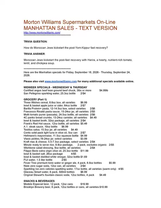 Morton Williams catalogue in Carlstadt NJ | Top offers for smart savers | 2026-09-18T00:00:00.000Z - 2026-10-02T00:00:00.000Z