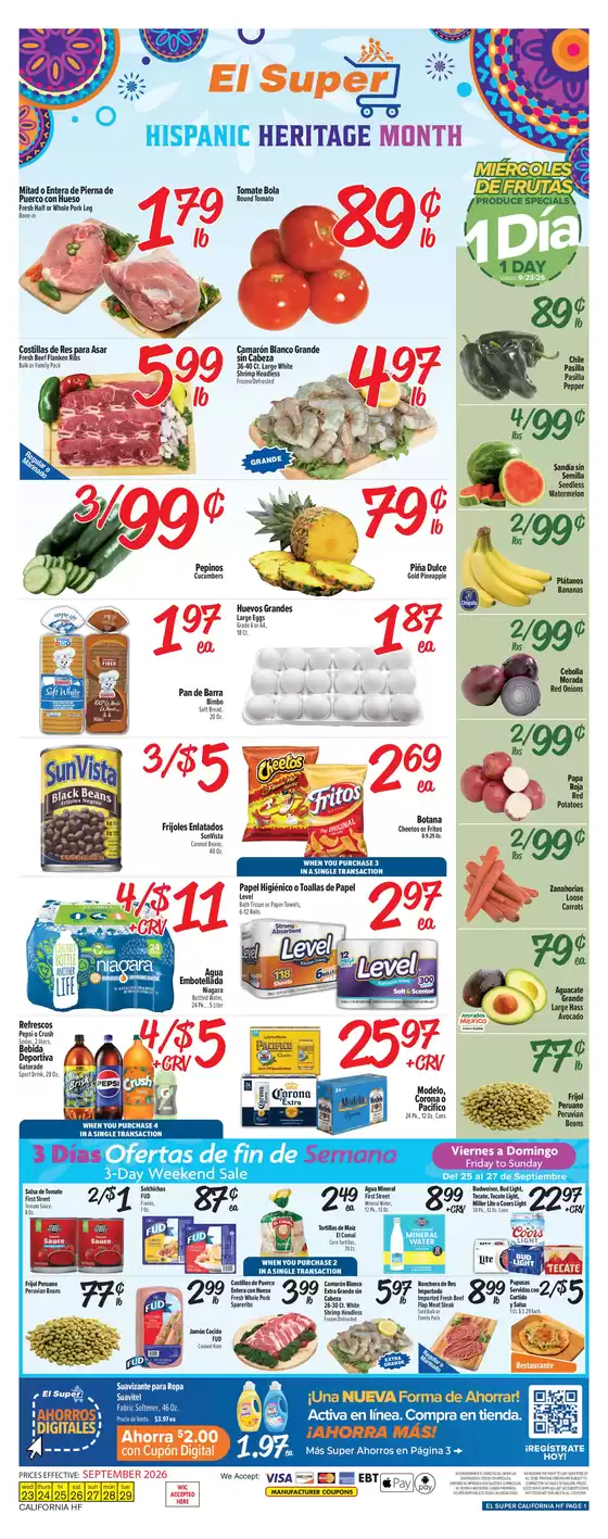 El Super catalogue in Monterey Park CA | Discounts and promotions | 2026-09-23T00:00:00.000Z - 2026-09-29T00:00:00.000Z