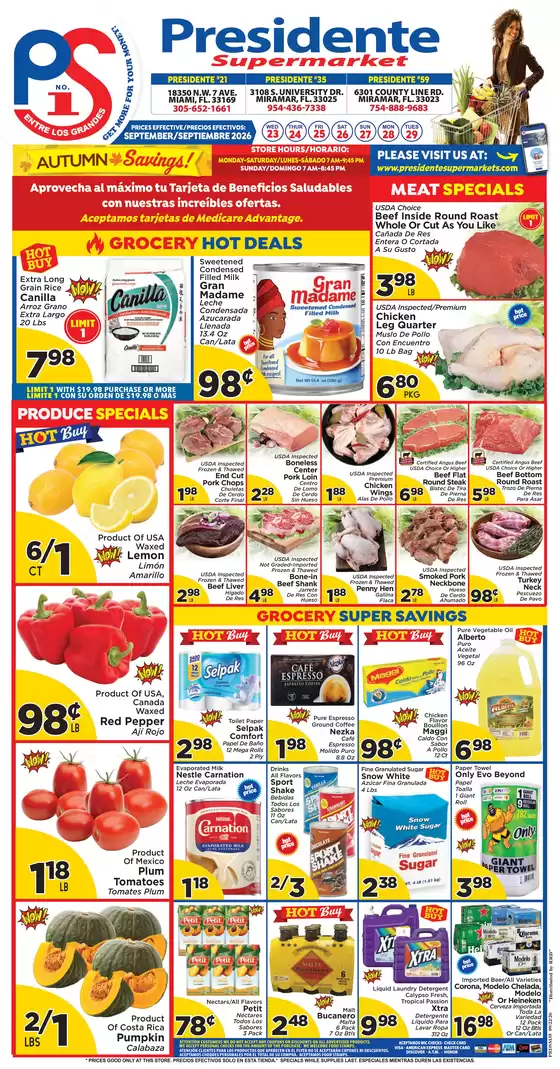 Presidente catalogue in Miami FL | Attractive special offers for everyone | 2026-09-01T00:00:00.000Z - 2026-09-30T00:00:00.000Z