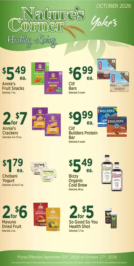 Yoke's Fresh Market catalogue | Yoke's Fresh Market Nature's Corner | 2026-09-23T00:00:00.000Z - 2026-10-27T00:00:00.000Z