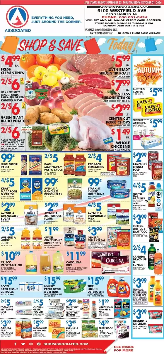 Associated catalogue in Delran NJ | Associated weekly ad | 2026-09-25T00:00:00.000Z - 2026-10-01T00:00:00.000Z