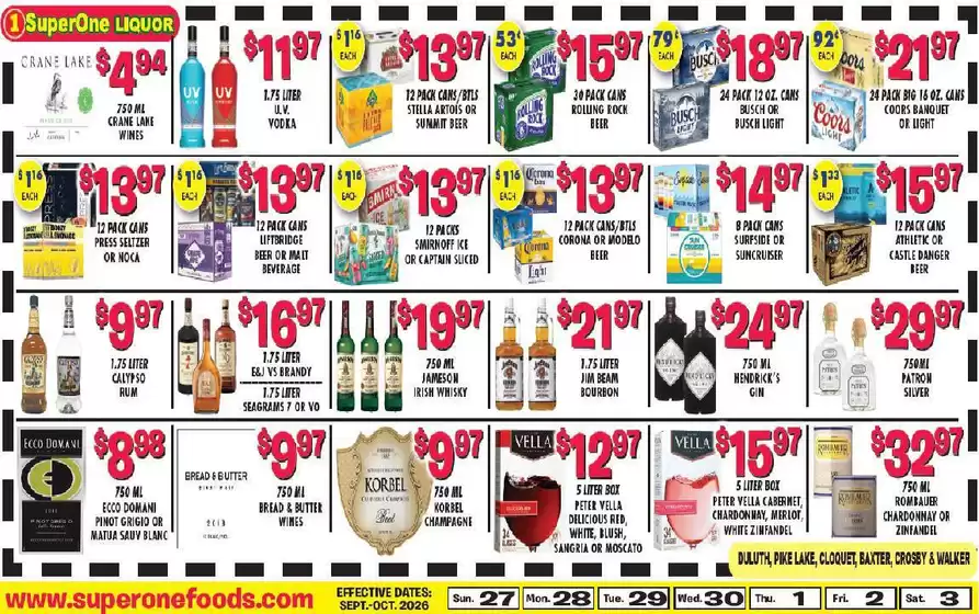 Super One Foods catalogue | Liquor Ad Savings | 2026-09-10T00:00:00.000Z - 2026-10-03T00:00:00.000Z