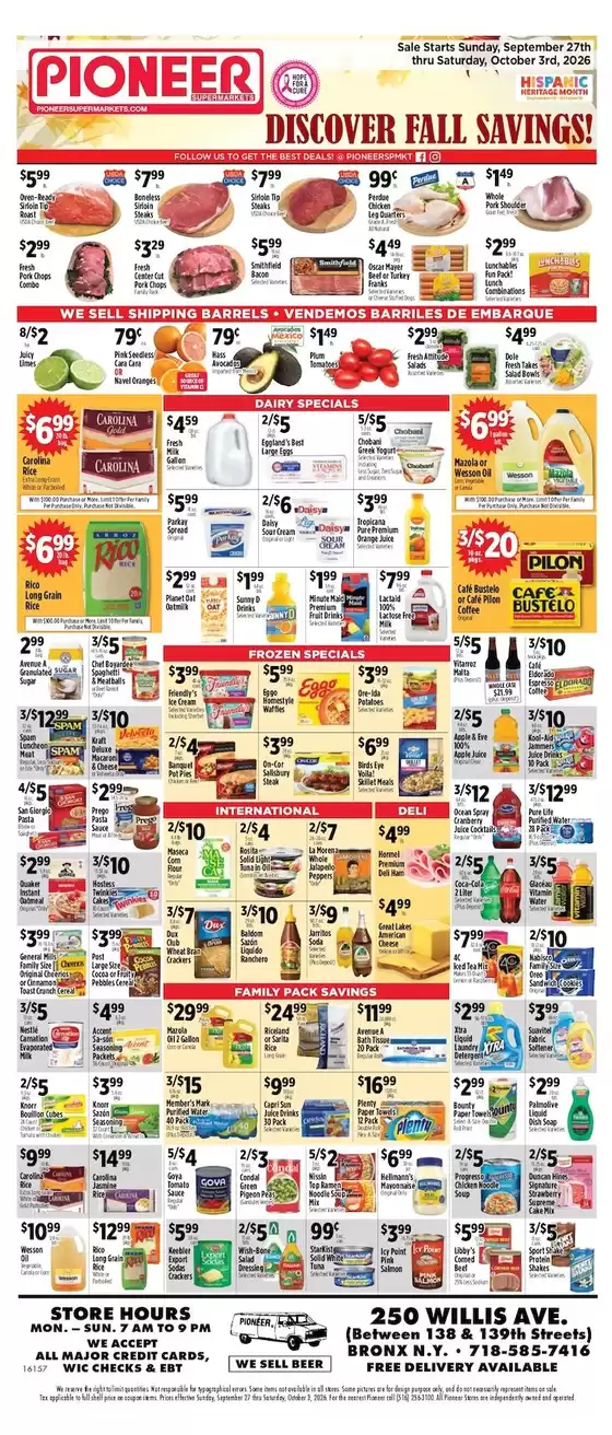 Pioneer Supermarkets catalogue in Passaic NJ | Special offers for you | 2026-09-27T00:00:00.000Z - 2026-10-03T00:00:00.000Z