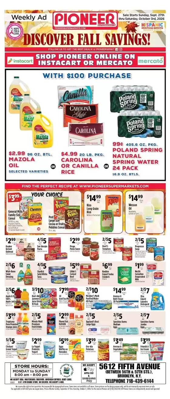 Pioneer Supermarkets catalogue in Staten Island NY | Save now with our deals | 2026-09-27T00:00:00.000Z - 2026-10-03T00:00:00.000Z