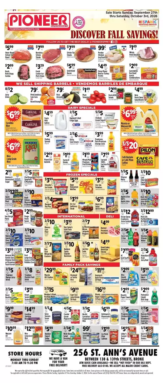 Pioneer Supermarkets catalogue in Passaic NJ | Discover attractive offers | 2026-09-27T00:00:00.000Z - 2026-10-03T00:00:00.000Z