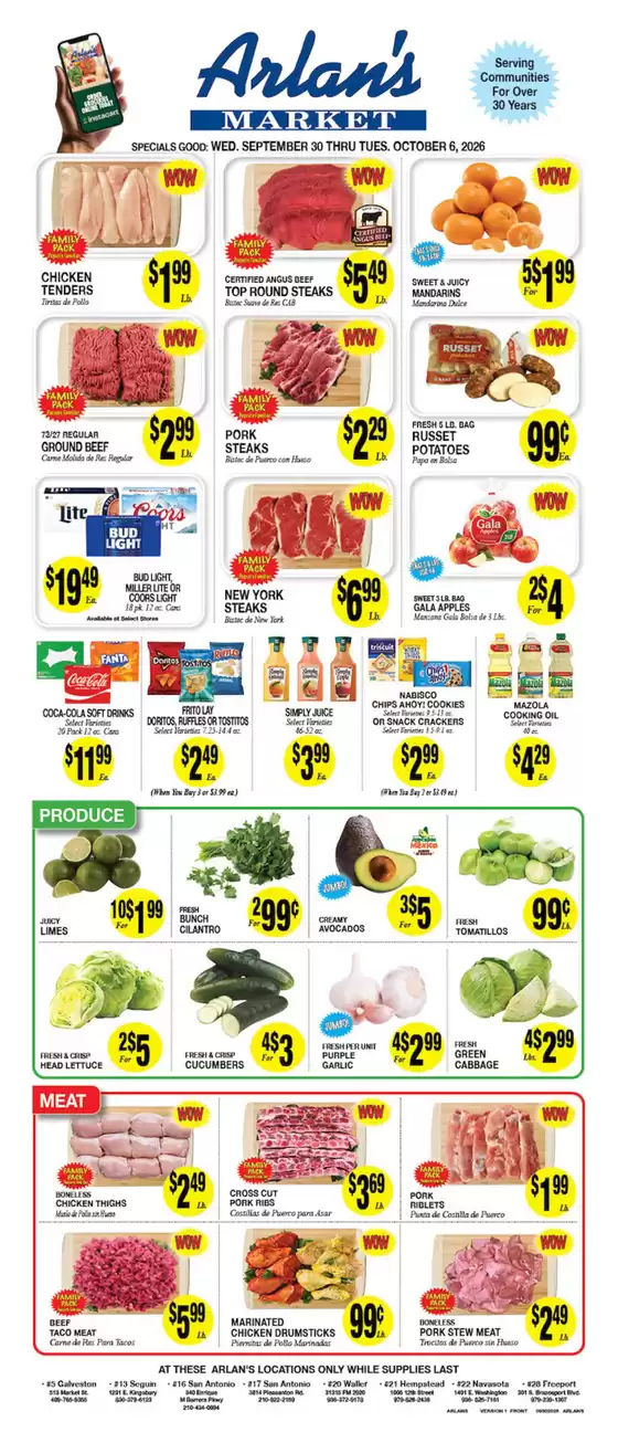 Arlan's Market catalogue in Lake Jackson TX | Great discounts on selected products | 2026-09-30T00:00:00.000Z - 2026-10-06T00:00:00.000Z