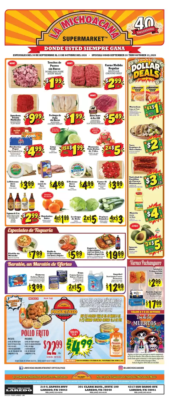La Michoacana catalogue | Discounts and promotions | 2026-09-30T00:00:00.000Z - 2026-10-13T00:00:00.000Z