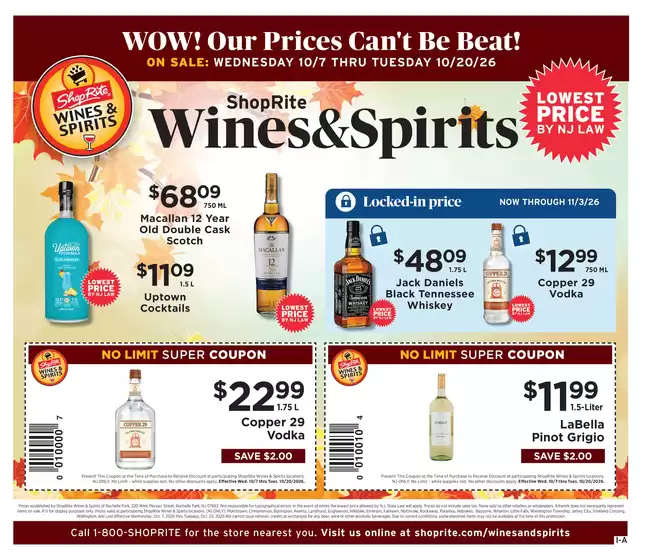 ShopRite catalogue in Ft Myer VA | ShopRite Wine & Spirits - 10/7 | 2026-10-07T00:00:00.000Z - 2026-10-20T00:00:00.000Z