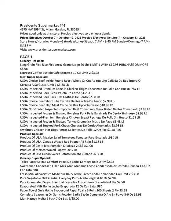 Presidente catalogue | Current bargains and offers | 2026-10-07T00:00:00.000Z - 2026-10-13T00:00:00.000Z