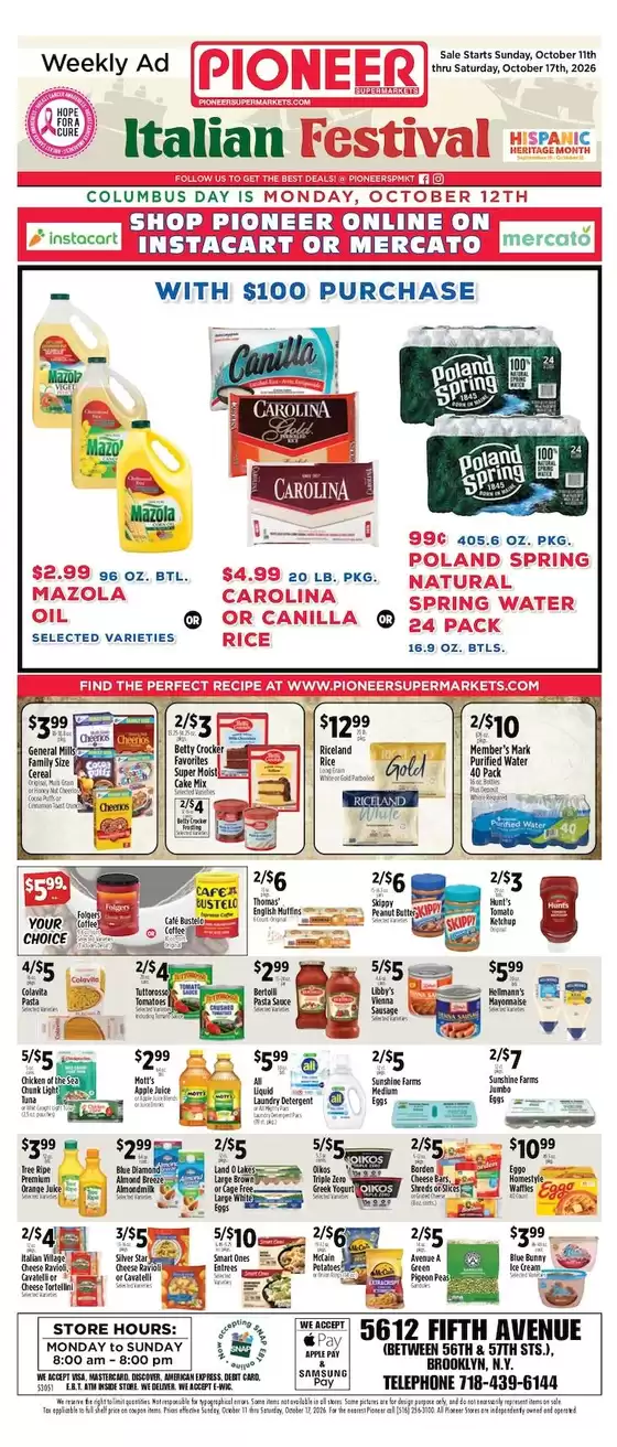 Pioneer Supermarkets catalogue in Lyndhurst NJ | Great offer for all customers | 2026-10-11T00:00:00.000Z - 2026-10-17T00:00:00.000Z