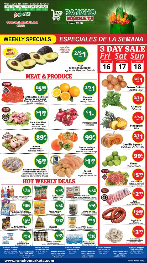 Rancho Markets catalogue | Rancho Markets weekly ad | 2026-10-13T00:00:00.000Z - 2026-10-19T00:00:00.000Z